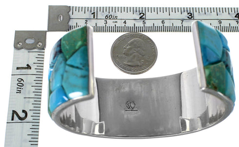Turquoise Inlay Southwest Silver Bracelet FX27351